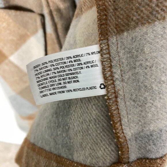 A New Day Camel Buffalo Plaid Long Trench Belted Jacket Size Small - Picture 3 of 4